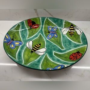 Vintage Clay Art Buzz Around Colourful Large Oval Serving Platter 2001 Y2K
